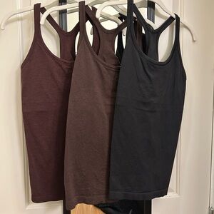 Lululemon Ebb to Street Tank Bundle in Black/Espresso/Goodnight Plum, Size 10